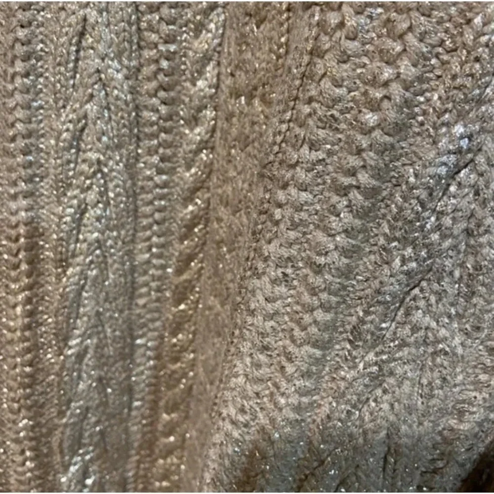 Free People Women's Good as Gold Sweater Dress LARGE Cable‎ Knit Metallic Party